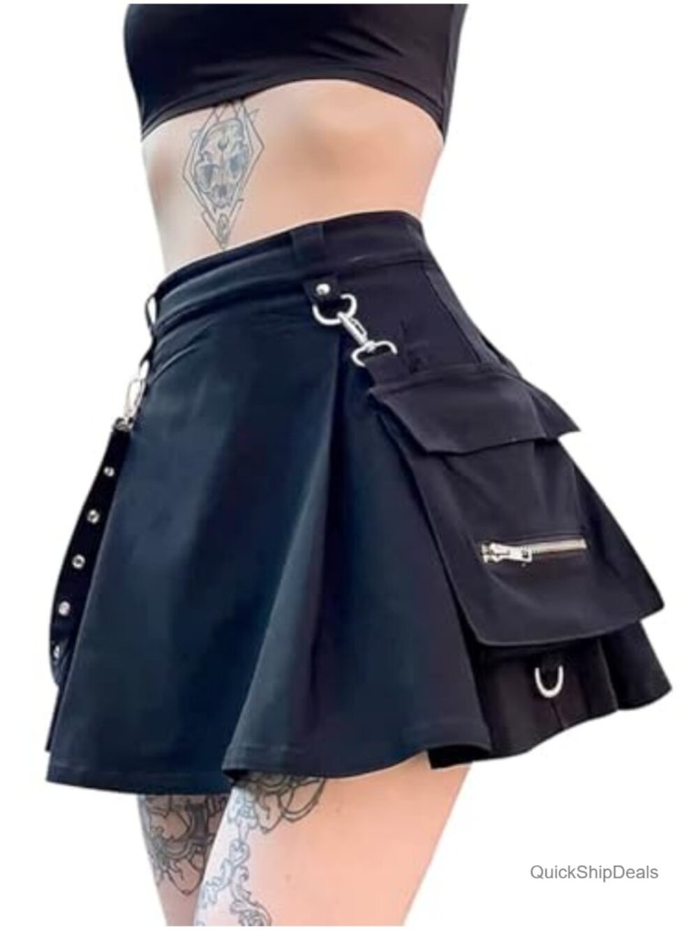 High Waist Plaid Mini Skirt with Self-Tie Front, Irregular Hem Flowy Pleated